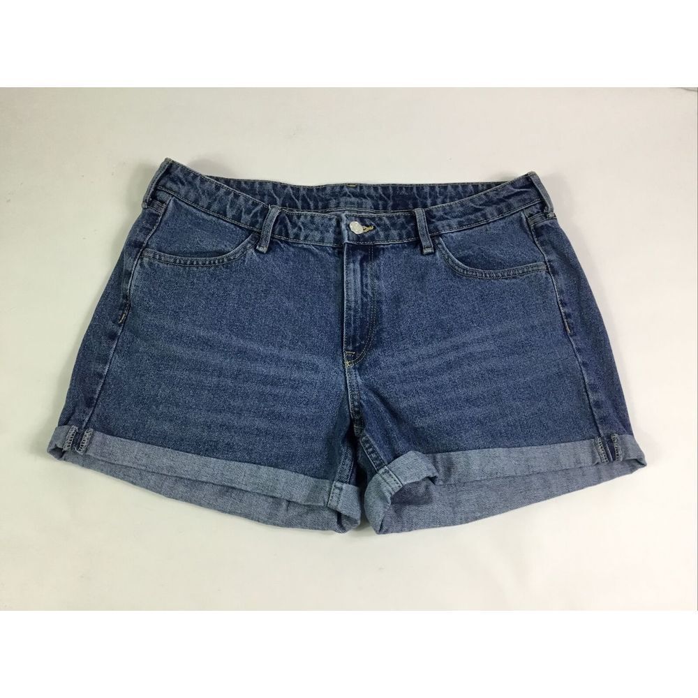 Denim & Denim Booty Shorts Womens Size 12 distressed cuffed‎ Blue med rise
